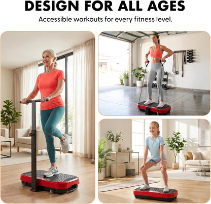 Vibration Plate Exercise Machine with Handlebar, Vibration Plate with Handles for Low-Impact Home Fitness, 1-99 Speed Levels, 10 Preset Programs, Remote Control, Quiet Workout Platform