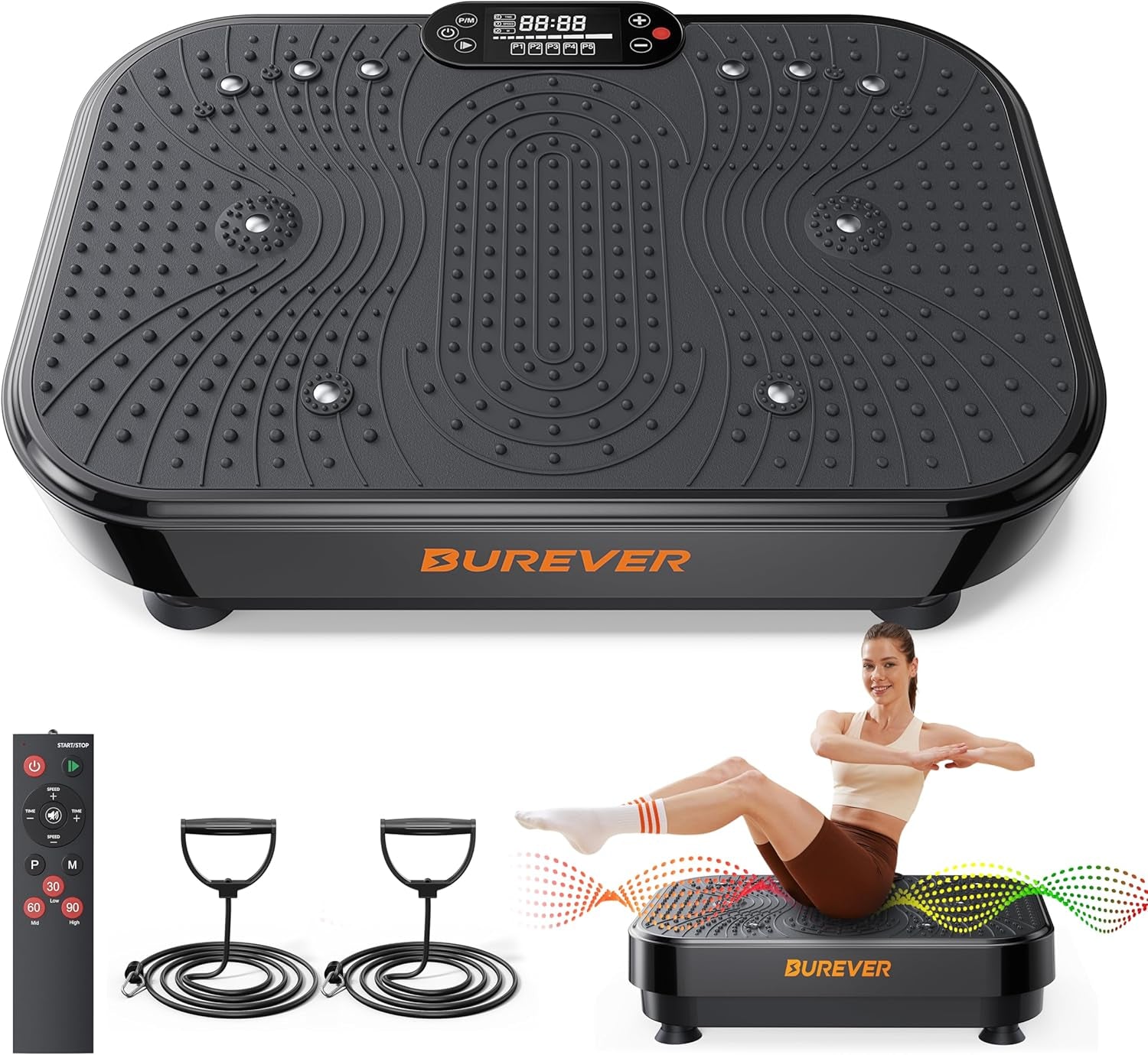 Vibration Plate Exercise Machine, Full Body Vibration Plate for Lymphatic Drainage, 99 Adjustable Speeds, Power Vibration Fitness Platform for Weight Loss & Fitness, Women Men