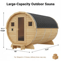 Outdoor Traditional Sauna Designed for Shared Wellness, 4-6 Person Capacity, 6KW Steam Heater, Tempered Glass