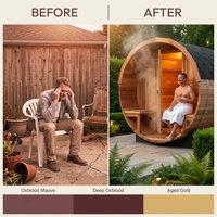 6-Person Patchworkred Cedar Traditional Steam Barrel Sauna — Before & After