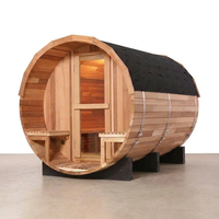 6-Person Patchworkred Cedar Traditional Steam Barrel Sauna — Studio Shot