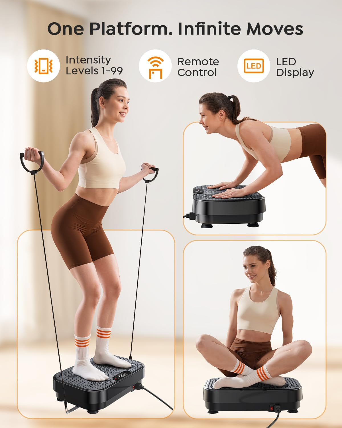 Vibration Plate Exercise Machine, Full Body Vibration Plate for Lymphatic Drainage, 99 Adjustable Speeds, Power Vibration Fitness Platform for Weight Loss & Fitness, Women Men