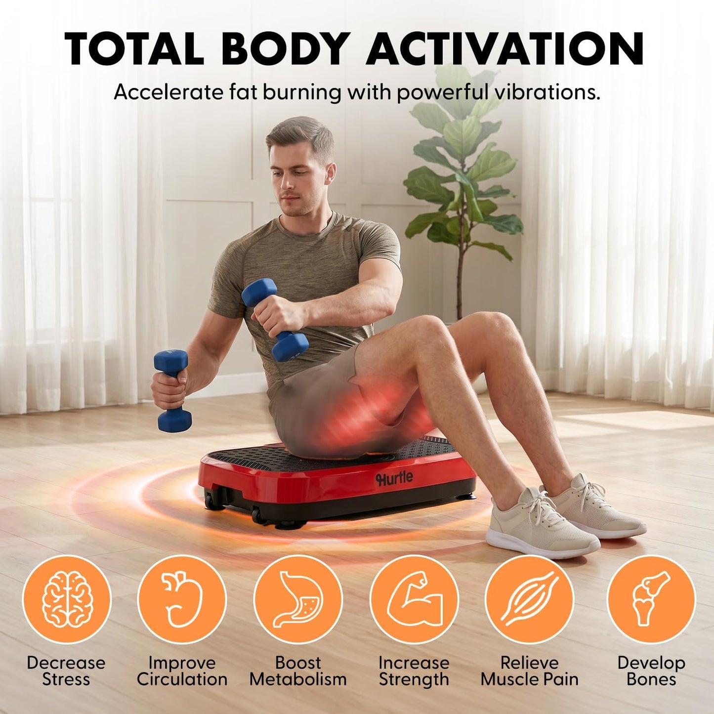 Vibration Plate Exercise Machine with Handlebar, Vibration Plate with Handles for Low-Impact Home Fitness, 1-99 Speed Levels, 10 Preset Programs, Remote Control, Quiet Workout Platform