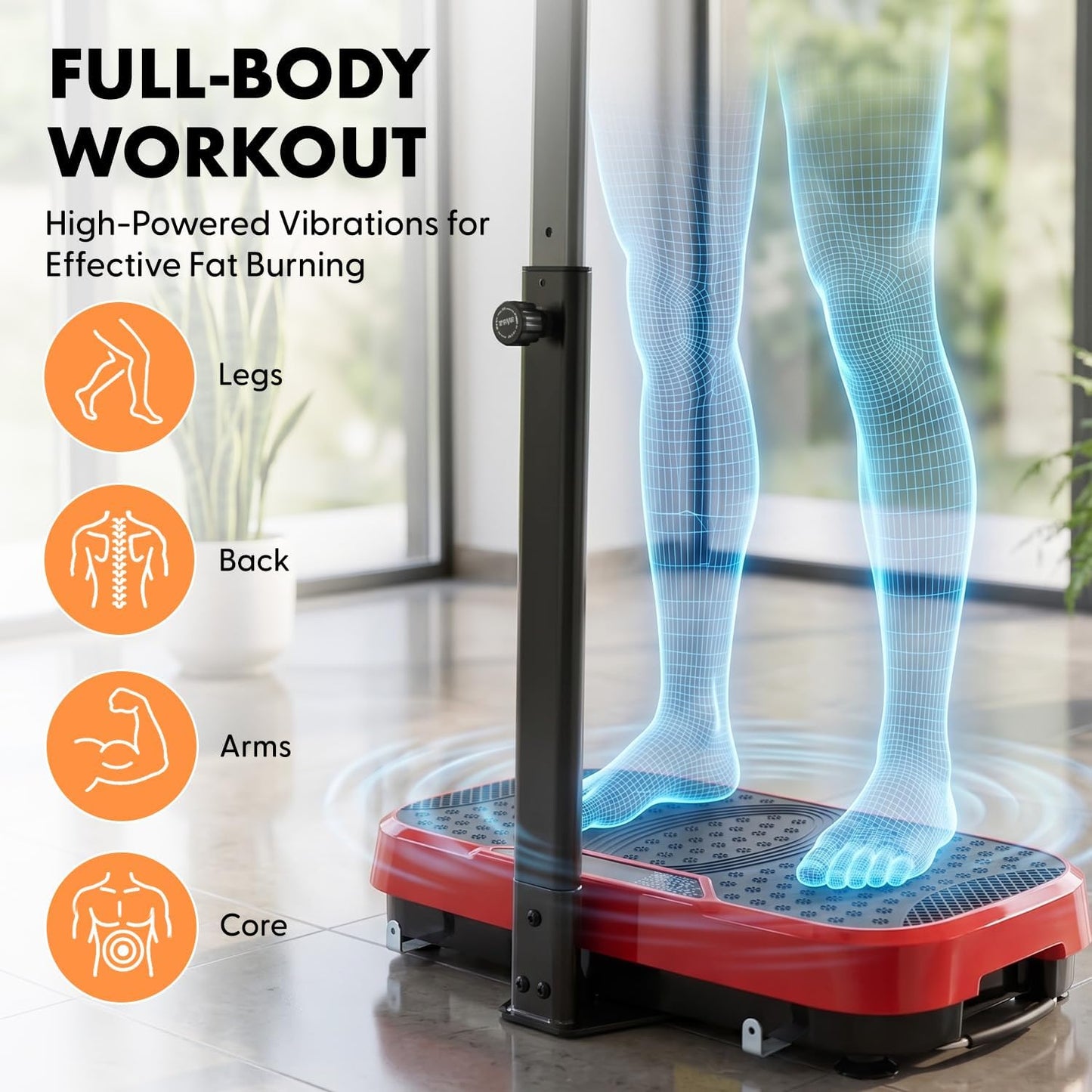 Vibration Plate Exercise Machine with Handlebar, Vibration Plate with Handles for Low-Impact Home Fitness, 1-99 Speed Levels, 10 Preset Programs, Remote Control, Quiet Workout Platform