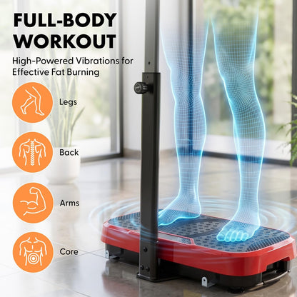 Vibration Plate Exercise Machine with Handlebar, Vibration Plate with Handles for Low-Impact Home Fitness, 1-99 Speed Levels, 10 Preset Programs, Remote Control, Quiet Workout Platform