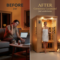 Andora 2-Person Low EMF FAR Infrared Sauna, Canadian Hemlock — Before & After