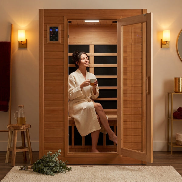 Infrared Sauna Built for Home Wellness, 2-Person Canadian Hemlock, Low EMF Carbon Panels, Bluetooth Audio