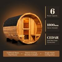 Barrel Sauna Crafted for Traditional Steam Sessions, 6-Person Red Cedar, 1800mm Diameter, Exterior Benches — Results & Stats