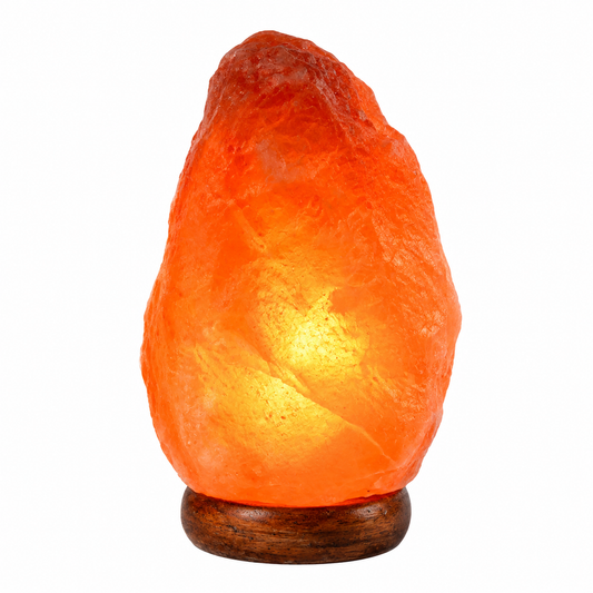 Natural Himalayan Crystal Salt Rock Lamp with Wood Base