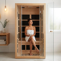 Infrared Sauna Built for Home Wellness, Low EMF Carbon Panels, Canadian Hemlock Wood, 2 Person Capacity — Lifestyle