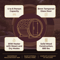Outdoor Traditional Sauna, 4-6 Person Wooden Sauna, Steam Wet Wood Sauna with 220V with 6KW Heater, Sauna Stone, Thermometer — Results & Stats