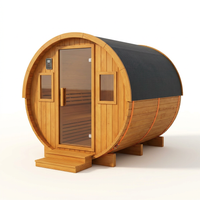 Outdoor Traditional Sauna, 4-6 Person Wooden Sauna, Steam Wet Wood Sauna with 220V with 6KW Heater, Sauna Stone, Thermometer — Studio Shot