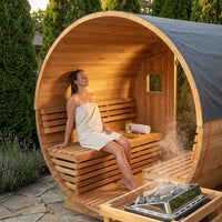 Outdoor Traditional Sauna, 4-6 Person Wooden Sauna, Steam Wet Wood Sauna with 220V with 6KW Heater, Sauna Stone, Thermometer — Lifestyle