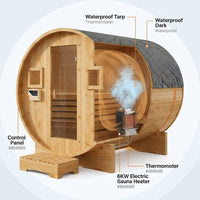 Outdoor Traditional Sauna, 4-6 Person Wooden Sauna, Steam Wet Wood Sauna with 220V with 6KW Heater, Sauna Stone, Thermometer — How It Works