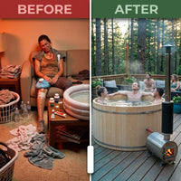 PEWSHTUB Pine Hot Tub and Ice Bath 4-5 Person with Wood-Fired Heater — Before & After