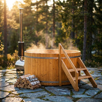 PEWSHTUB Pine Hot Tub and Ice Bath 4-5 Person with Wood-Fired Heater — Studio Shot