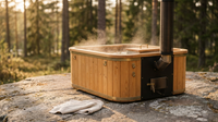 PEWSHTUB Pine Hot Tub and Ice Bath 4-5 Person with Wood-Fired Heater — Lifestyle