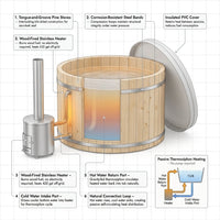 PEWSHTUB Pine Hot Tub and Ice Bath 4-5 Person with Wood-Fired Heater — How It Works