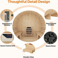 Outdoor Traditional Sauna Designed for Shared Wellness, 4-6 Person Capacity, 6KW Steam Heater, Tempered Glass