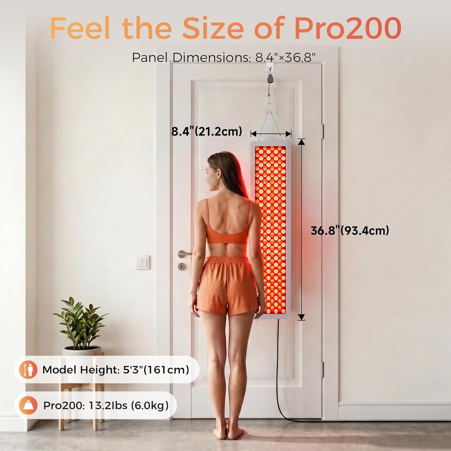 Red Light Therapy Panel for Body, Face. 4 Wavelengths Elite Grade Full Body near Infrared Therapy Device Dual Chip 200 Leds, High Power Red Light Lamp at Home.