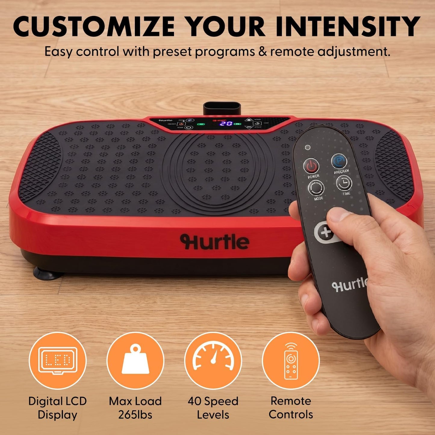 Vibration Plate Exercise Machine with Handlebar, Vibration Plate with Handles for Low-Impact Home Fitness, 1-99 Speed Levels, 10 Preset Programs, Remote Control, Quiet Workout Platform